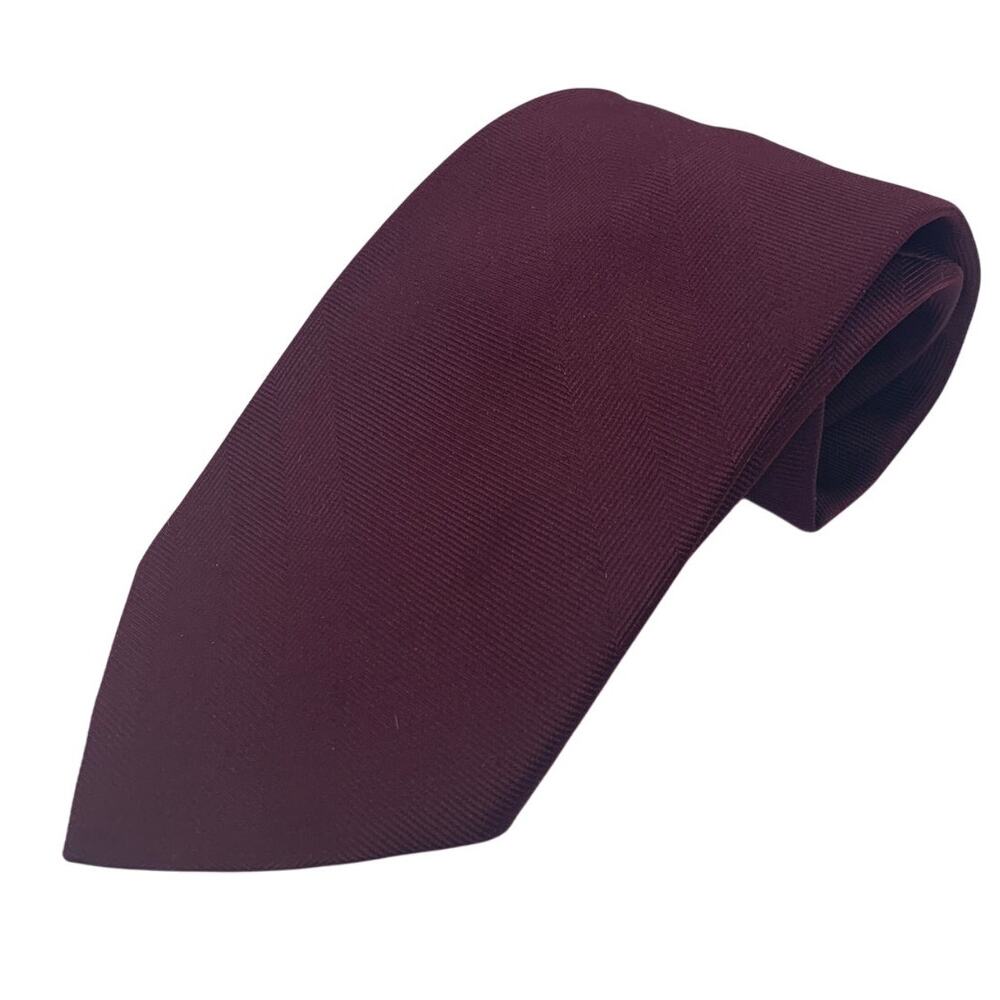 Vintage Del Sarto Beau Brummell Solid Wine Red Textured Mens Neck Tie Necktie